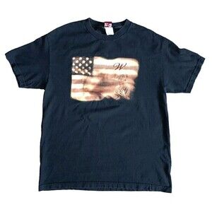 Michael W Smith Tour T-Shirt Men's Large American Flag Graphic Black Vintage